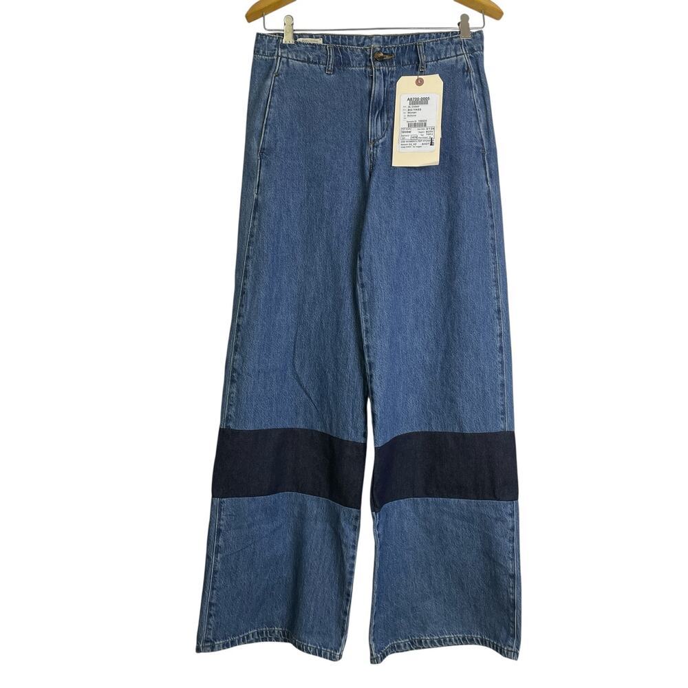 Levis Premium XL Chino Jeans Womens 27 Blue Wide Leg Panel Colorblock Sample